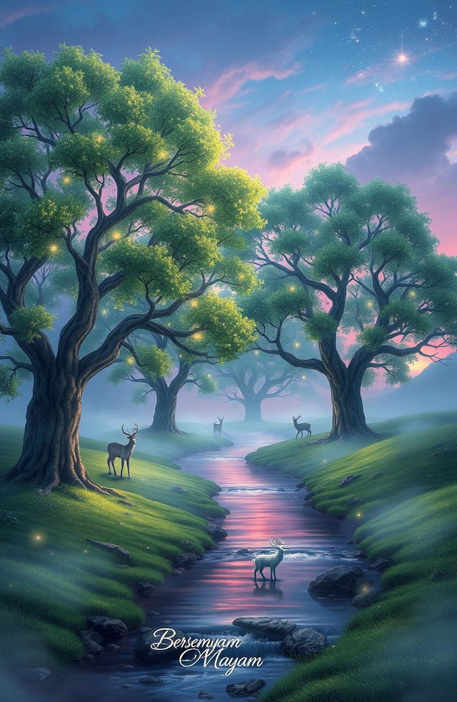 A serene and tranquil depiction of a mystical realm known as 'Bersemayam'