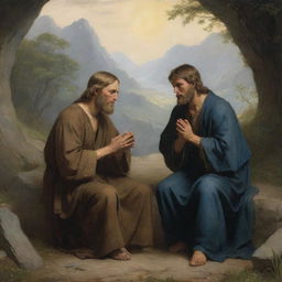 Craft an artwork reflecting the distinct style of Carl Heinrich Bloch, capturing a spiritually moving and visually compelling scene from biblical stories infused with emotion and reverence.