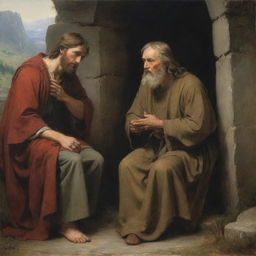 Craft an artwork reflecting the distinct style of Carl Heinrich Bloch, capturing a spiritually moving and visually compelling scene from biblical stories infused with emotion and reverence.