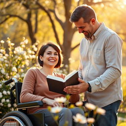 A heartwarming scene depicting the powerful love between María and Javier as they face the challenges of multiple sclerosis together