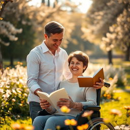 A heartwarming scene depicting the powerful love between María and Javier as they face the challenges of multiple sclerosis together