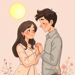 Una ilustración conmovedora que representa la historia de amor entre María y Javier, quienes enfrentan juntos los desafíos de la esclerosis múltiple