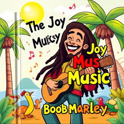 A vibrant and colorful illustrated cover for a children's book about Bob Marley