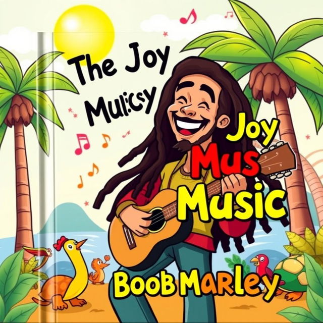 A vibrant and colorful illustrated cover for a children's book about Bob Marley