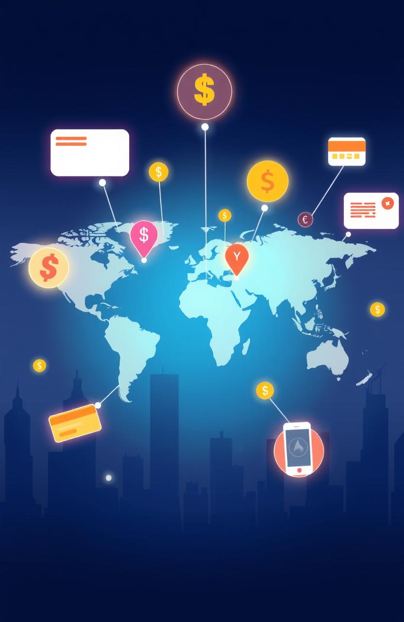 A visually appealing concept illustration representing international payment transactions