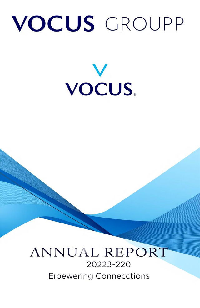 A professional and visually appealing report cover design for VOCUS Group