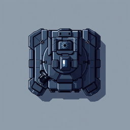 A top-down view of a turret designed in a pixel art style