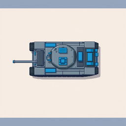 A top-down view of a tank body in pixel art style, featuring shades of gray and blue
