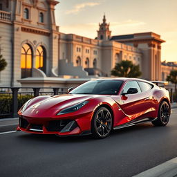 A stunning automotive scene featuring a Ferrari Puro Sangue parked side by side with a Lamborghini Urus