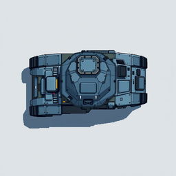 A futuristic tank without a turret, seen from a top-down perspective