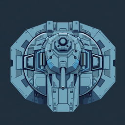 A futuristic tank without a turret, seen from a top-down perspective