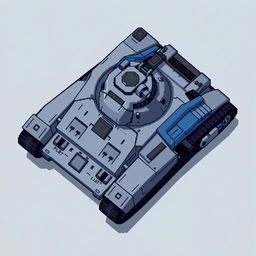 A futuristic tank without a turret, viewed from above in pixel art style