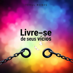 A visually striking e-book cover for 'Livre-se de seus vícios', featuring a vibrant design that symbolizes freedom and transformation