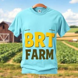 A stylish and modern t-shirt featuring the text "BRT FARM" prominently displayed on the front