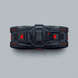 A futuristic tank without a turret, viewed from above, designed in a pixel art style
