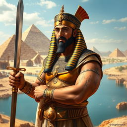 A regal portrayal of General Ptolemy, an ancient Egyptian figure, rich in historical detail