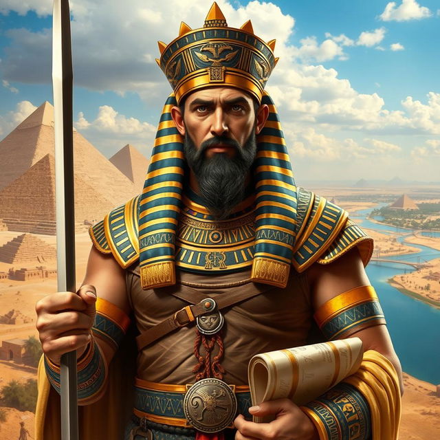 A regal portrayal of General Ptolemy, an ancient Egyptian figure, rich in historical detail