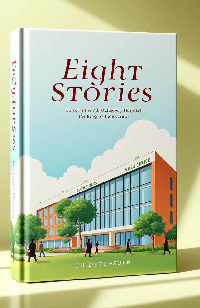 A captivating book cover design showcasing the unique architecture of the 7th October Hospital