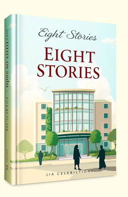 A captivating book cover design showcasing the unique architecture of the 7th October Hospital