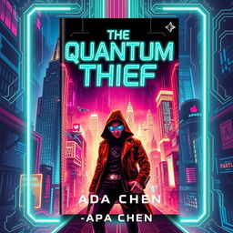 A striking book cover design for 'The Quantum Thief' by Ada Chen