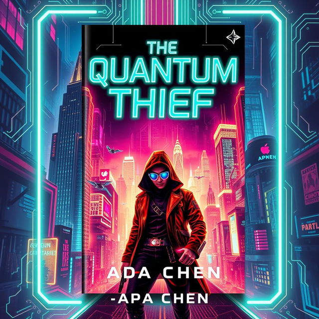 A striking book cover design for 'The Quantum Thief' by Ada Chen