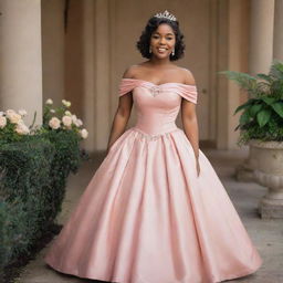 Romantic Charm Off Shoulder Prom Dress in Salmon Pink