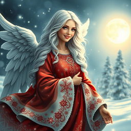 A beautiful Santa Angela depicted in an ethereal light