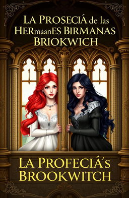 Book cover for 'La Profecía de las Hermanas Brookwich', featuring two twin sisters in a regal, aesthetically royal setting