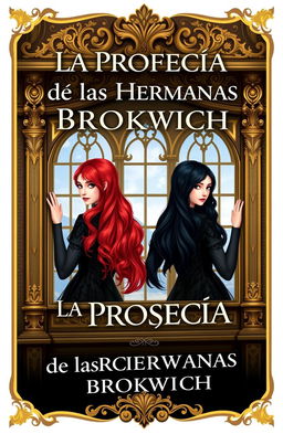 Book cover for 'La Profecía de las Hermanas Brookwich', featuring two twin sisters in a regal, aesthetically royal setting