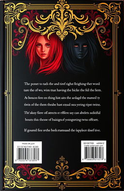 The back cover of a book featuring a luxurious design with golden borders