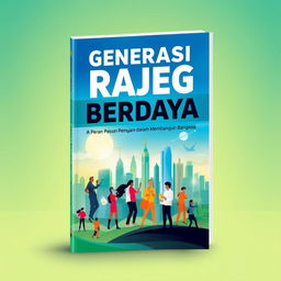 A captivating book cover design for a non-fiction science fiction book titled 'Generasi Rajeg Berdaya: Peran Pemuda dalam Membangun Bangsa'