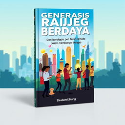A captivating book cover design for a non-fiction science fiction book titled 'Generasi Rajeg Berdaya: Peran Pemuda dalam Membangun Bangsa'