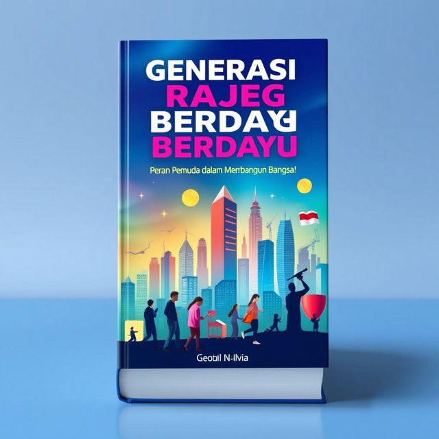 A captivating book cover design for a non-fiction science fiction book titled 'Generasi Rajeg Berdaya: Peran Pemuda dalam Membangun Bangsa'