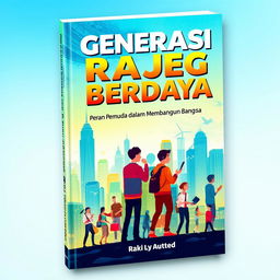 A captivating book cover design for a non-fiction science fiction book titled 'Generasi Rajeg Berdaya: Peran Pemuda dalam Membangun Bangsa'