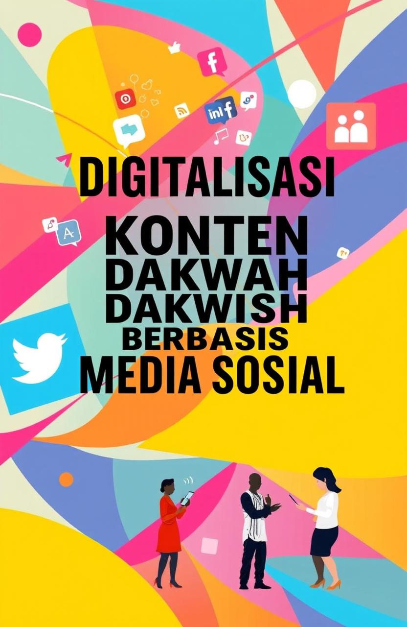 A visually striking book cover titled 'Digitalisasi Konten Dakwah Berbasis Media Sosial'