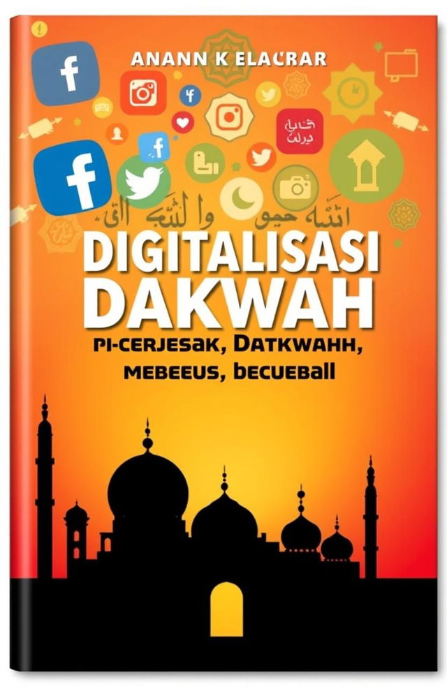 A book cover design for 'Digitalisasi Konten Dakwah Berbasis Media Sosial'