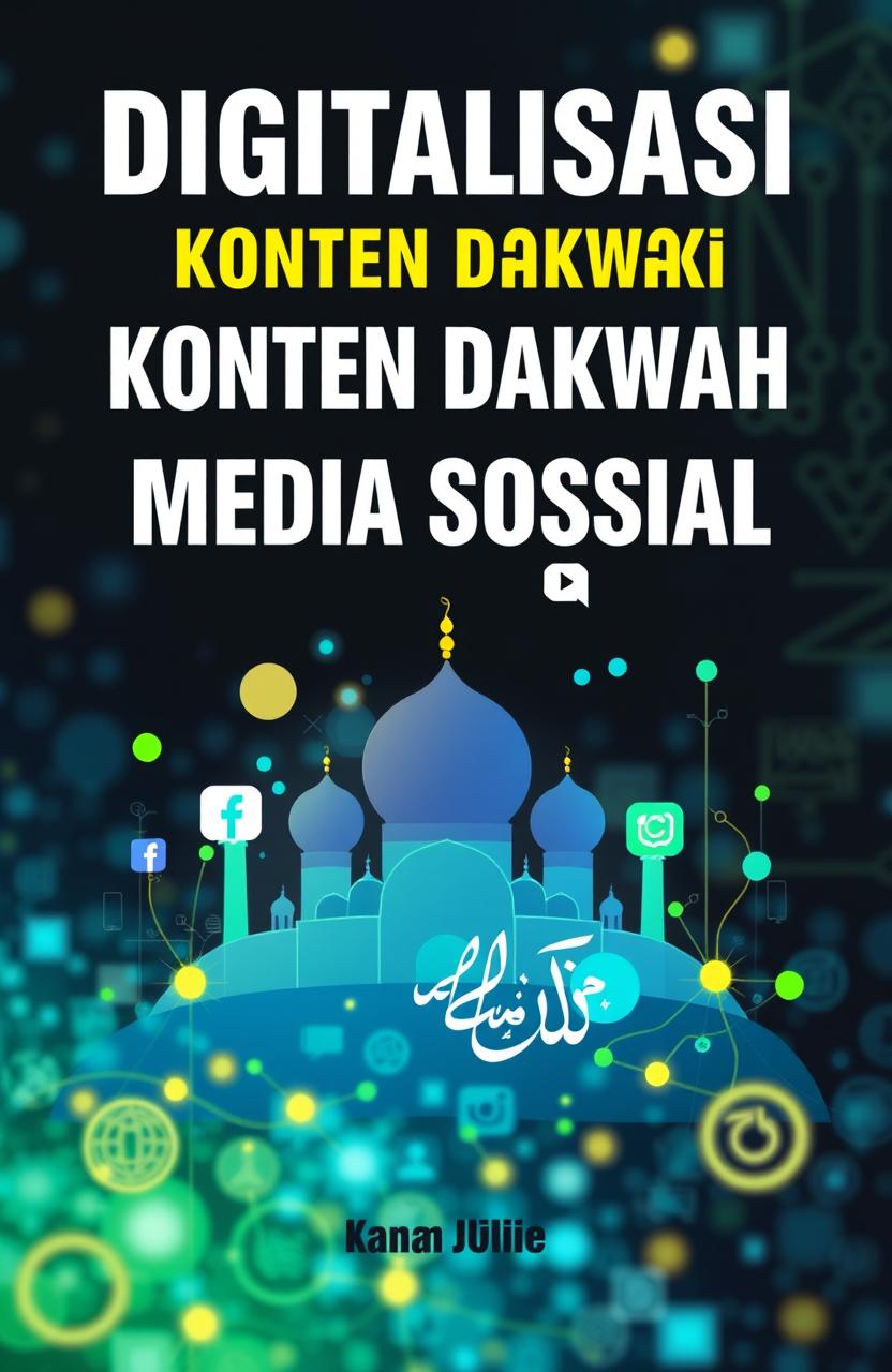 A book cover design for titled 'Digitalisasi Konten Dakwah Berbasis Media Sosial'