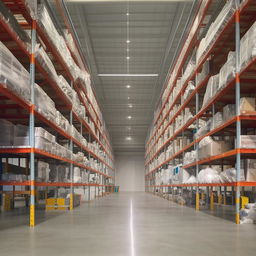 A 300 square foot warehouse with ample storage space, organized shelves, and spacious interior