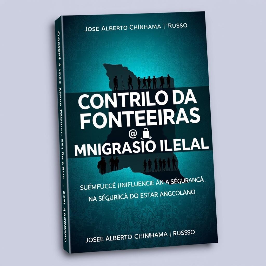 A book cover design for "O Controlo das Fronteiras e Imigração Ilegal, Sua influência na Segurança do Estado Angolano" by José Alberto Chinhama "Russo"