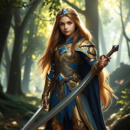 A young paladin princess inspired by Dungeons and Dragons, standing confidently in a heroic pose