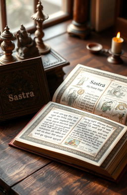 A beautifully designed book on Sastra, featuring ornate traditional patterns and illustrations on the cover