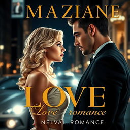 A stunning book cover for a mafia romance featuring a blonde, innocent-looking woman with soft curls and a delicate expression, wearing a light-colored, elegant dress that exudes a sense of purity and charm