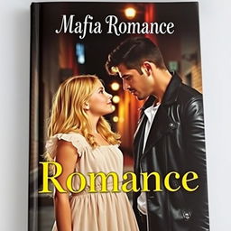 A striking book cover featuring an innocent looking blonde girl and a dark haired man gazing into each other’s eyes, encapsulating the essence of a mafia romance