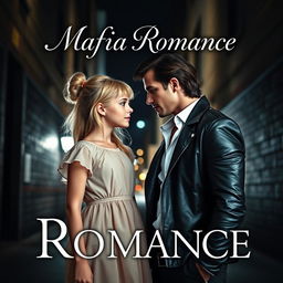 A striking book cover featuring an innocent looking blonde girl and a dark haired man gazing into each other’s eyes, encapsulating the essence of a mafia romance