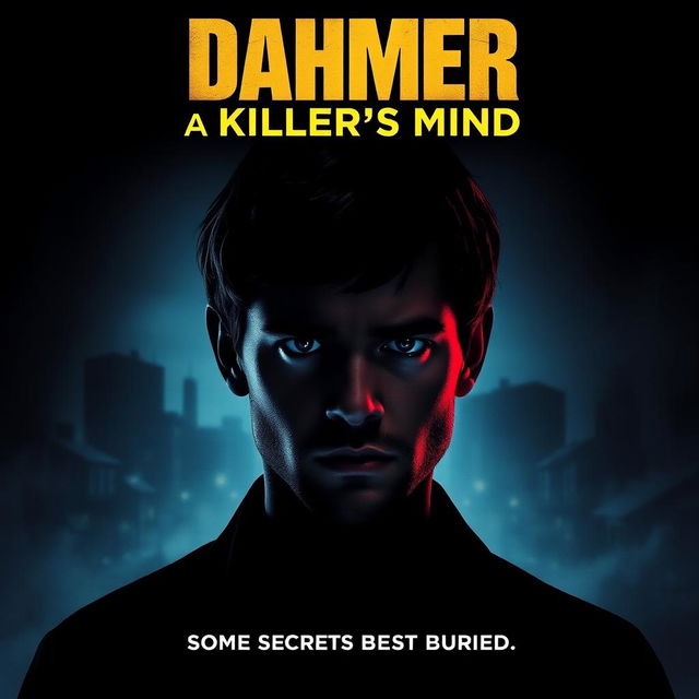 A movie poster featuring Jeffrey Dahmer, styled as a true-crime thriller for Netflix