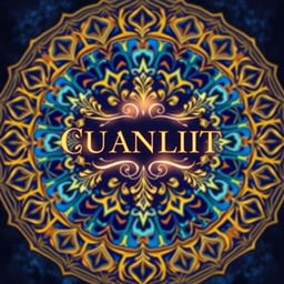 A beautifully designed cover page for a book, featuring an intricate mandala design as the background in vibrant shades of blue and gold