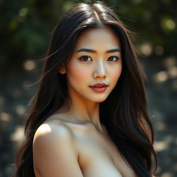 A beautiful 20-year-old Asian woman, featuring smooth skin and an elegant pose