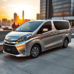 A sleek Toyota Proace van parked in an urban setting, showcasing its modern design and stylish features