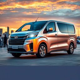 A sleek Toyota Proace van parked in an urban setting, showcasing its modern design and stylish features