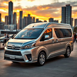 A sleek Toyota Proace van parked in an urban setting, showcasing its modern design and stylish features